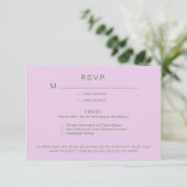 Bleke Lavendel Dinner Options Wedding RSVP Kaart (Staand voorkant)