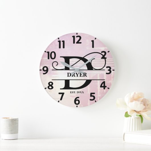 Bleke lavendel distressed D monogram Grote Klok (Huis)