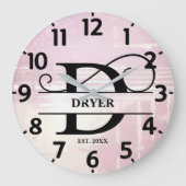 Bleke lavendel distressed D monogram Grote Klok (Voorkant)