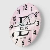 Bleke lavendel distressed E monogram Grote Klok (Hoek)