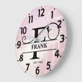 Bleke lavendel distressed f monogram grote klok (Hoek)