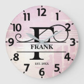 Bleke lavendel distressed f monogram grote klok (Voorkant)