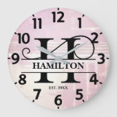 Bleke Lavendel Distressed H Monogram Grote Klok (Voorkant)