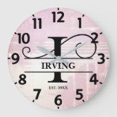 Bleke lavendel distressed I monogram Grote Klok (Voorkant)