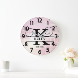 Bleke lavendel distressed K monogram Grote Klok