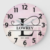 Bleke lavendel distressed L monogram Grote Klok (Voorkant)