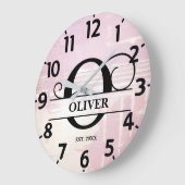 Bleke lavendel distressed o monogram grote klok (Hoek)