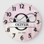 Bleke lavendel distressed o monogram grote klok (Voorkant)