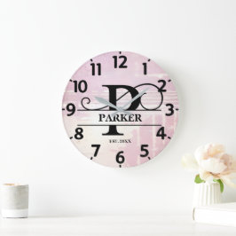 Bleke lavendel distressed p monogram grote klok