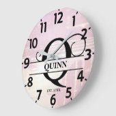 Bleke lavendel distressed Q monogram Grote Klok (Hoek)