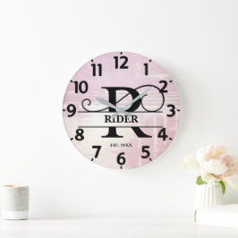 Bleke Lavendel Distressed R Monogram Grote Klok