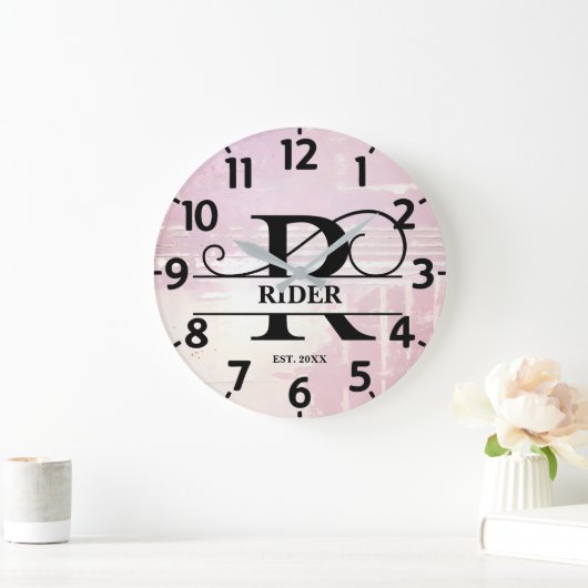 Bleke Lavendel Distressed R Monogram Grote Klok (Huis)