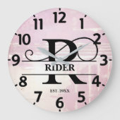 Bleke Lavendel Distressed R Monogram Grote Klok (Voorkant)