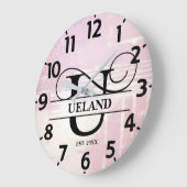 Bleke lavendel distressed U monogram Grote Klok (Hoek)