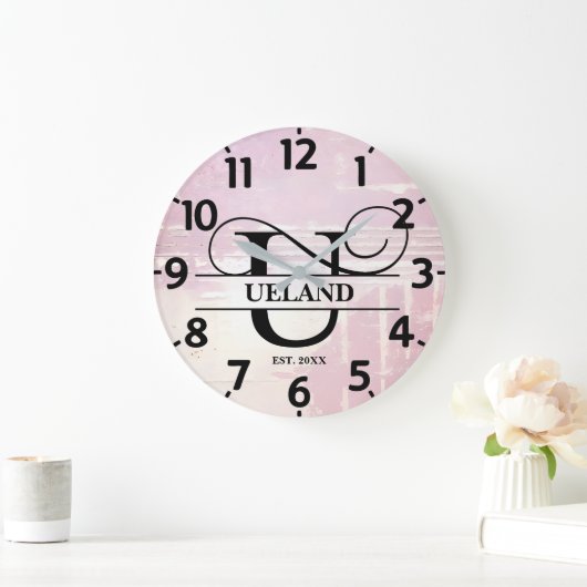 Bleke lavendel distressed U monogram Grote Klok (Huis)