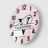 Bleke lavendel distressed V monogram Grote Klok (Hoek)