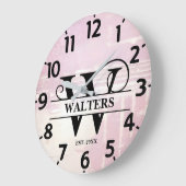 Bleke lavendel distressed w monogram grote klok (Hoek)