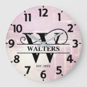 Bleke lavendel distressed w monogram grote klok (Voorkant)