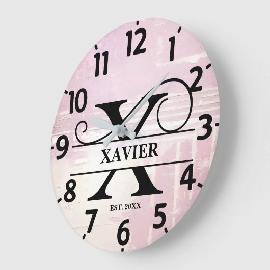 Bleke lavendel distressed x monogram grote klok (Hoek)