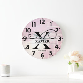 Bleke lavendel distressed x monogram grote klok