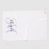 Bleke Lavendel Girly Calligrafie Monogram Golfhanddoek (Horizontaal)