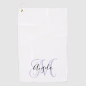 Bleke Lavendel Girly Calligrafie Monogram Golfhanddoek (Voorkant)