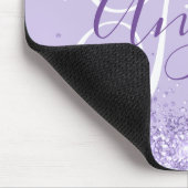 Bleke lavendel glitter elegante script monogram muismat (Hoek)