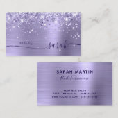 Bleke lavendel Glittery Glam Stylish Signature Visitekaartje (Voorkant / Achterkant)