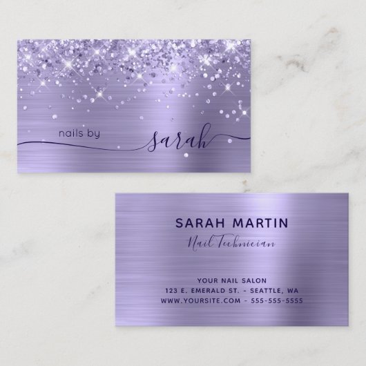 Bleke lavendel Glittery Glam Stylish Signature Visitekaartje (Voorkant / Achterkant)