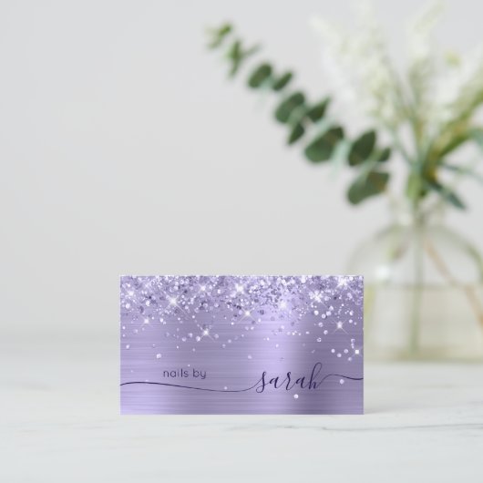Bleke lavendel Glittery Glam Stylish Signature Visitekaartje (Staand voorkant)