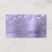 Bleke lavendel Glittery Glam Stylish Signature Visitekaartje (Voorkant)