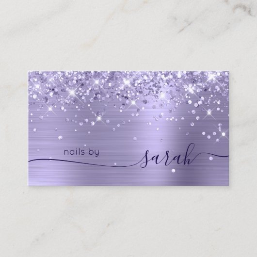 Bleke lavendel Glittery Glam Stylish Signature Visitekaartje (Voorkant)
