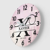 Bleke lavendel in distressed X monogram Grote Klok (Hoek)