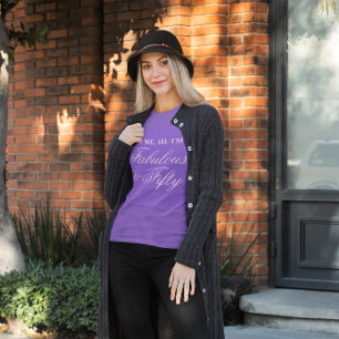 Bleke lavendel kalligrafie Fabulous en Fifty T-shirt