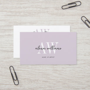 Bleke Lavendel Monogram Typografie Script QR-code Visitekaartje