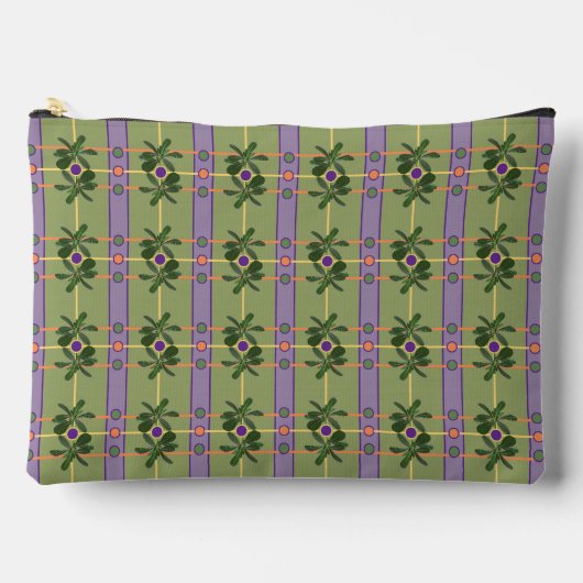 Bleke lavendel strepen met groene accessoiretas etui (Voorkant)