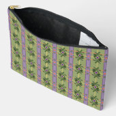 Bleke lavendel strepen met groene accessoiretas etui (Open)