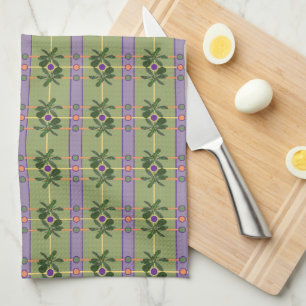 Bleke Lavendel Strepen met Groenen Keuken Handdoek
