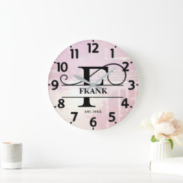 Bleke lavendel verkleurde F monogram Grote Klok