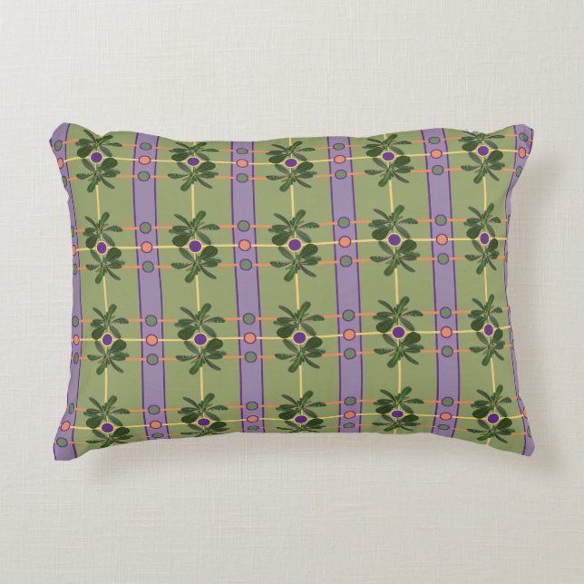 Bleke Lavendelstrepen met Greens Accent Pillow Kussen (Voorkant)