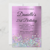 Bleke lavender Folie Holo Glitter Fancy Monogram Kaart (Voorkant)