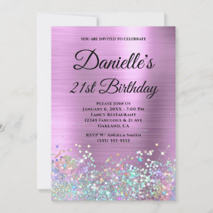 Bleke lavender Folie Holo Glitter Fancy Monogram Kaart
