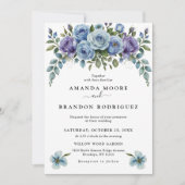 Bleke Lila Dusty Blue Botanical Garden Wedding Kaart (Voorkant)