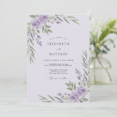 Bleke Lila Ranunculus Eucalyptus Bruiloft Kaart (Staand voorkant)