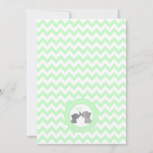 Bleke Limoen Elephant Baby shower Uitnodiging Chev (Achterkant)