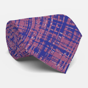 Bleke Magenta en Blauw Uniek Patroon Stropdas
