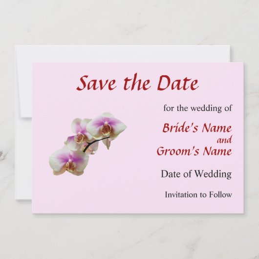Bleke Magenta en Witte Orchideeën Bewaar de Datum Save The Date (Voorkant)
