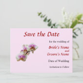 Bleke Magenta en Witte Orchideeën Bewaar de Datum Save The Date (Staand voorkant)