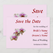Bleke Magenta en Witte Orchideeën Bewaar de Datum Save The Date (Voorkant / Achterkant)