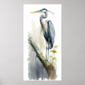 Bleke majesteit Great Blue Heron Perched AI Natuur Poster (Voorkant)
